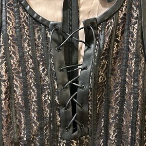 W by Worth Black Lace Leather Jacket